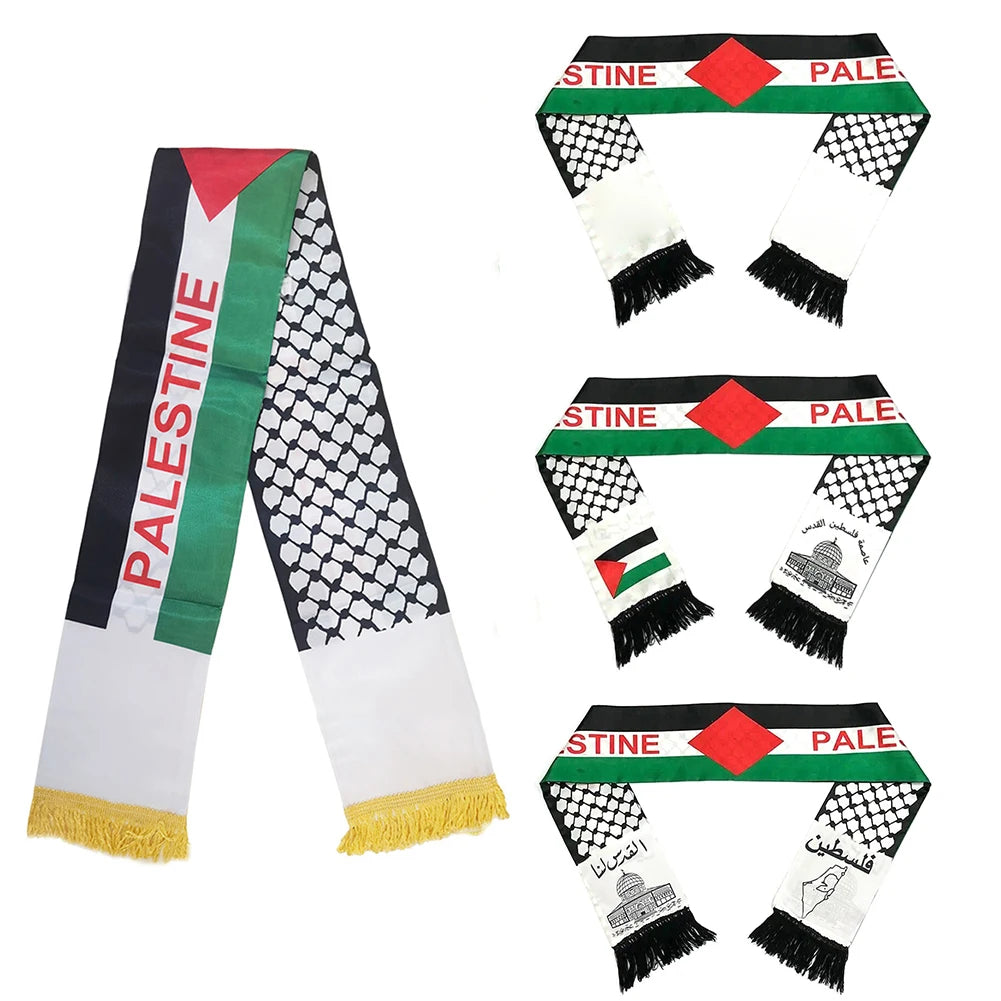 30-1PC Palestine Shawl Flag Scarf Palestine Scarf Printing Satin Palestinian Flag Scarf Palestinian National Day Scarves