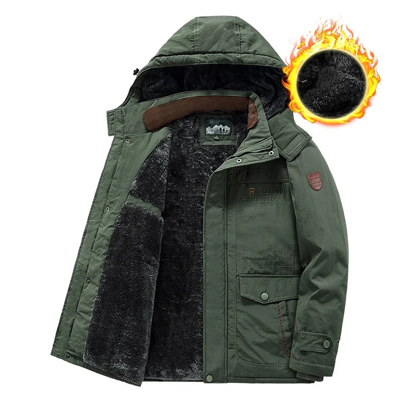 Winter Thicken Warm Men's Winter Jackets Casual Zipper Up Fleece Lining Jacket Windproof Thermal Parka Coat Outwear Clothing