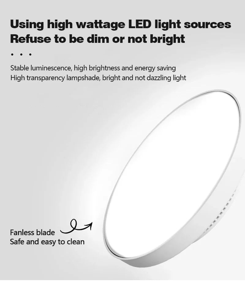 Modern Silent Living Room Bedroom Kitchen Office Ceiling Light  Ceiling Fan Light Flush Mount Bladeless Fan Lamp Remote Control