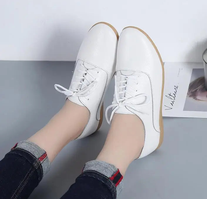 Genuine Leather 2024 Summer Loafers Women Casual Shoes Moccasins Soft Pointed Toe Ladies Footwear Women Flats Shoes White