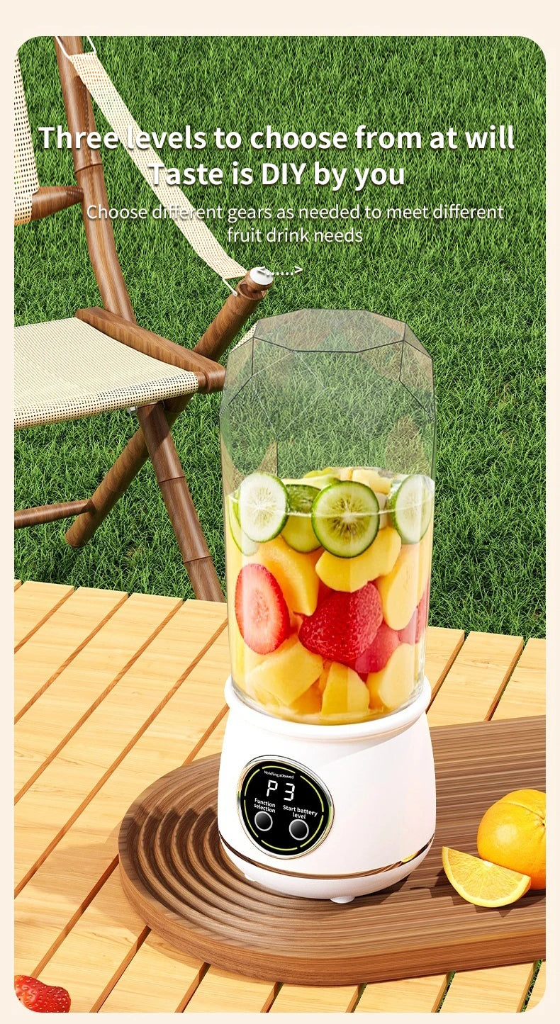 Portable USB rechargeable blender, electric juicer, 500ML capacity, 3-level power adjustment, for juicing fruits and vegetables