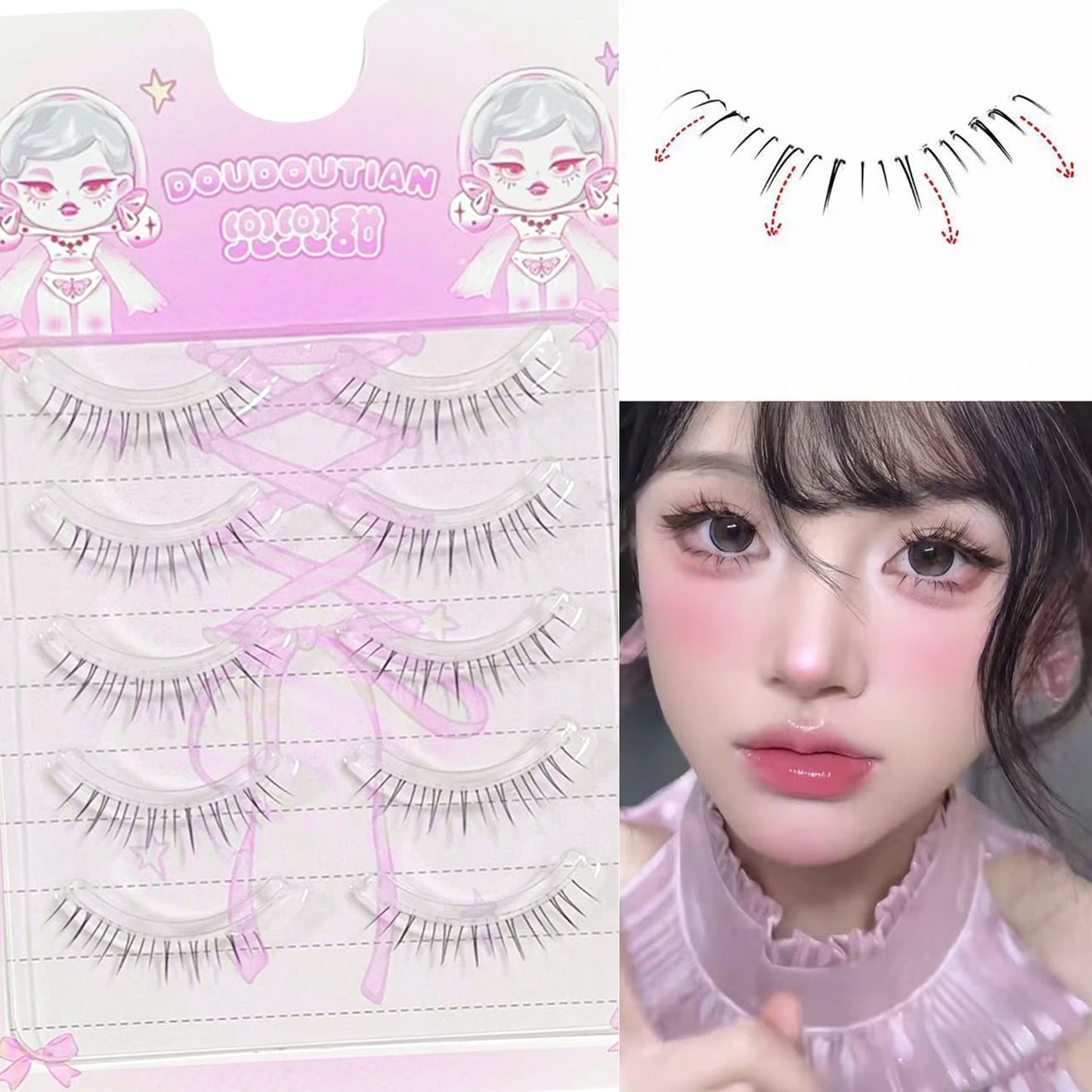 5 Pairs 4-8mm Antique Cartoon Lower False Eyelashes Wispy Cluster Natural Daily Eyelash Extensions For Beauty Eye Cosplay Makeup