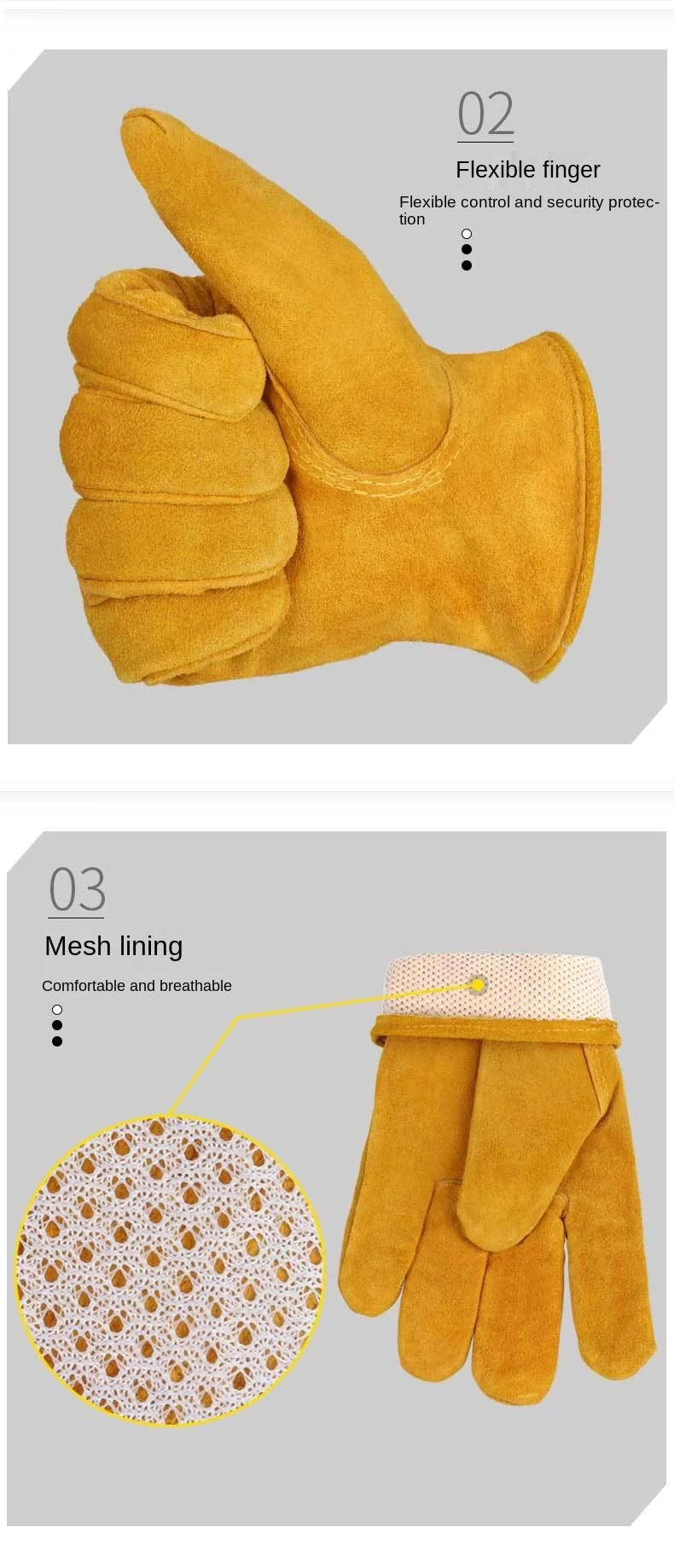 Work Gloves Cowhide Leather Men Working Welding Safety Protective Garden Sports MOTO Driver Clothing Gloves Mittens