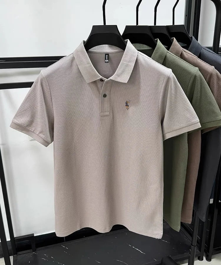 100% pure cotton new men's short sleeve summer comfortable breathable polo shirt high-end brand designer embroidered T-shirt top