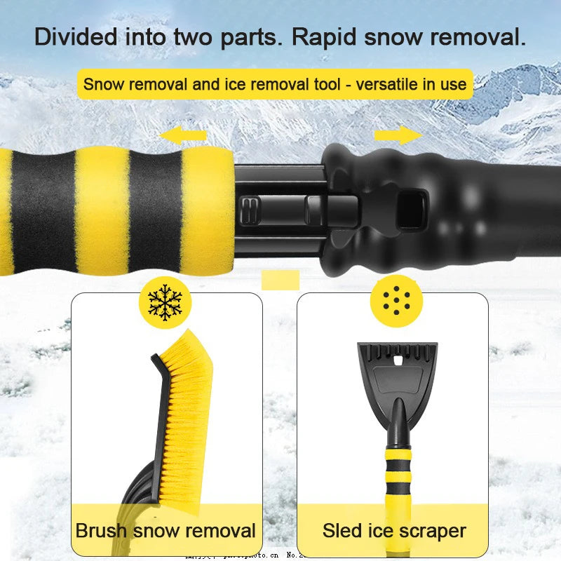 Car Snow Removal Operation Winter Rubbing Board Retractable Brush With Detachable Ice Scraper And Auto Windshield Snow Shovel