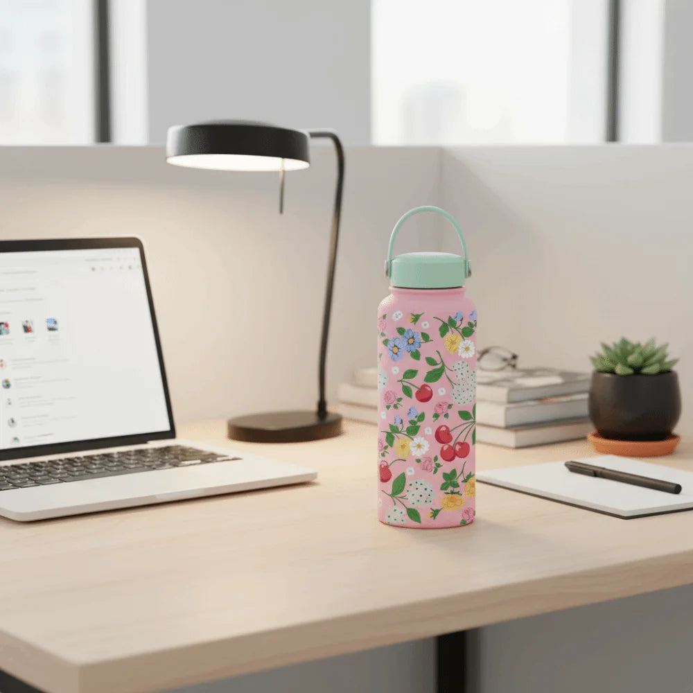 Gift INS Insulated Water Bottle 1L Portable Outdoor Insulated Mug Leak-proof Large Capacity Thermal Water Bottle Office