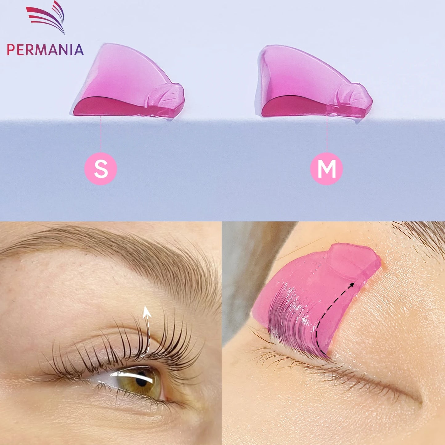 PERMANIA 2 Pairs C Curl Silicone Eyelash Perm Pads Sticky Lashes Rod Shield Lifting 3D Eyelash Curler Accessories Makeup Tool