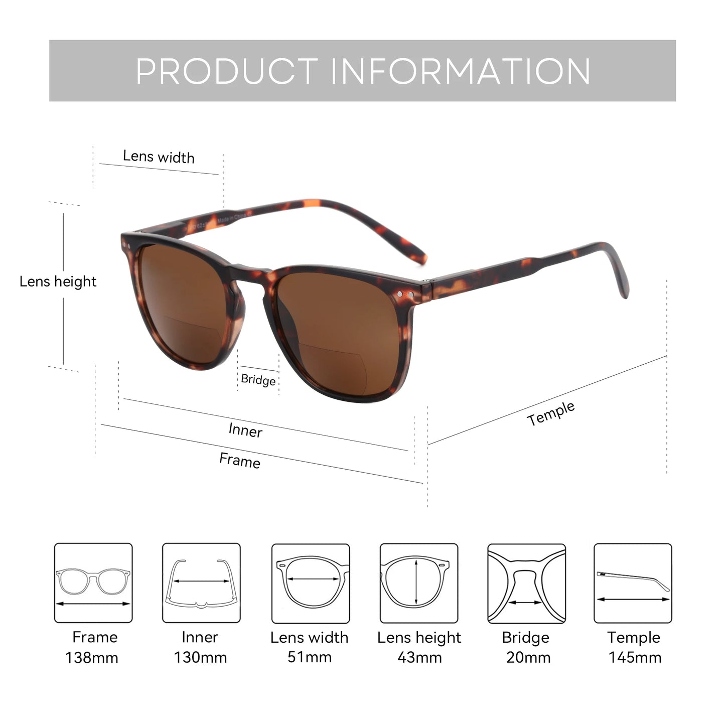 ZENOTTIC Classic Square Prescription Sunglasses Retro Progressive Sun Glasses For Men Women UV400 Protection Shades