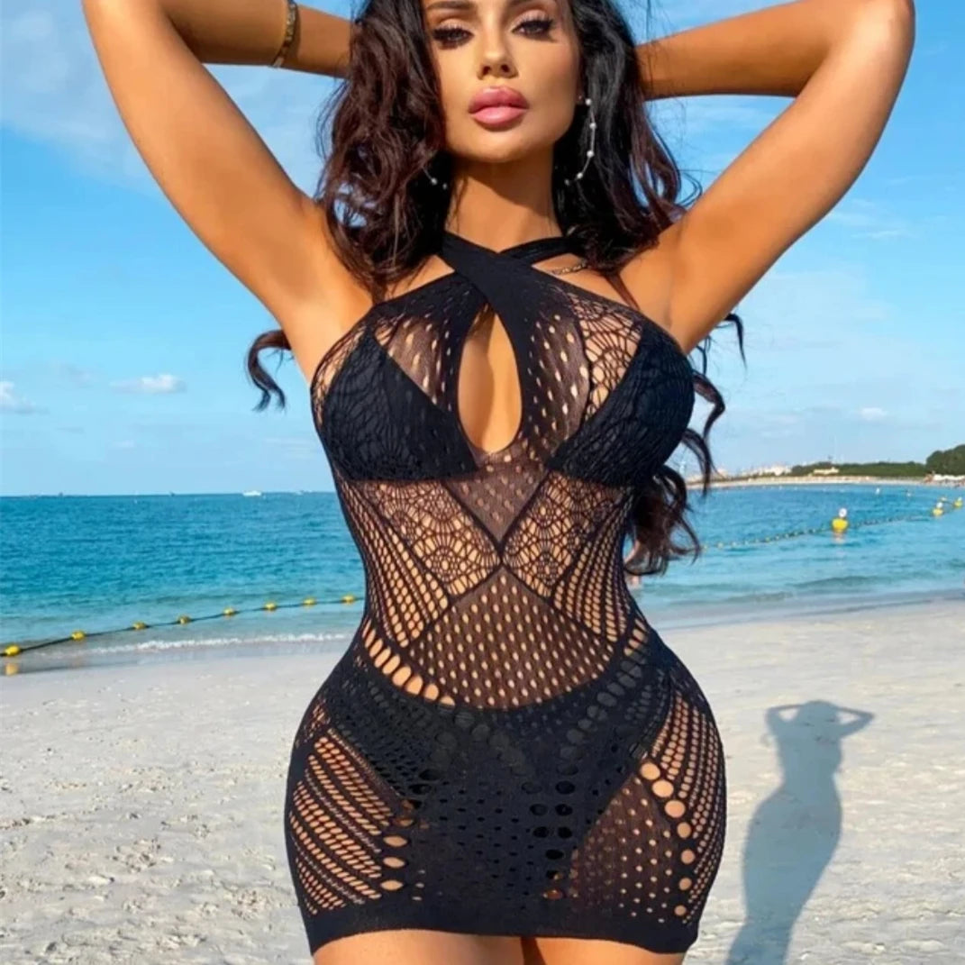 Lingerie Babydoll Mini Dress Lady Lenceria Chemises Sexy Bodysuit Mesh Body Stocking Temptation Intimate Beach Nightwear Dress