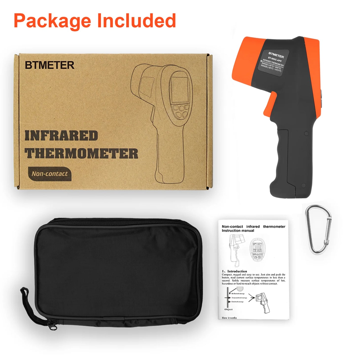 Infrared Thermometer Gun Handheld Heat Temperature Gun Laser Temperature Gun with Adjustable Emissivity Measure -50°C to 1800°C