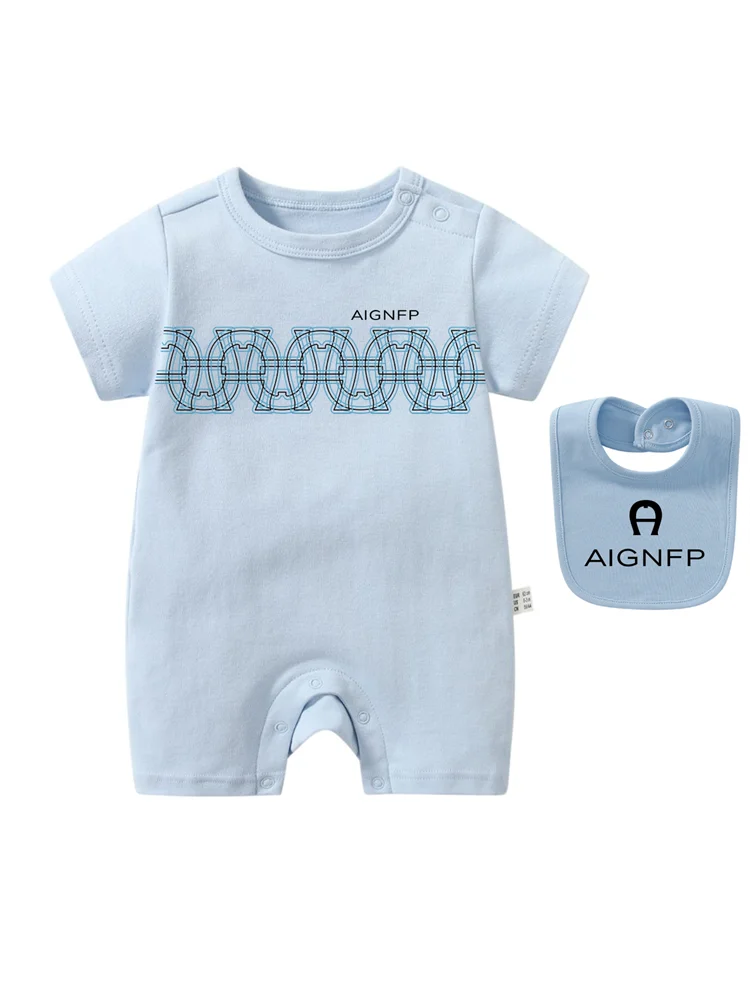 Trend Baby Clothes %100 Cotton Newborns Jumpsuit 2025 Hot Sale New Toddler Boy Rompers Soft Bib scarf Burp cloth Infant 2Pcs Set