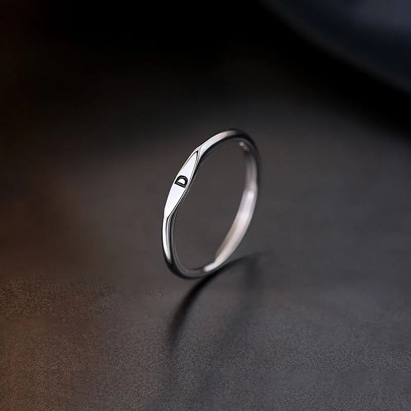 New 925 Sterling Silver Letter Ring Charm Personality Simple Style Woman Ring Birthday Gift for Friends Exquisite Jewelry
