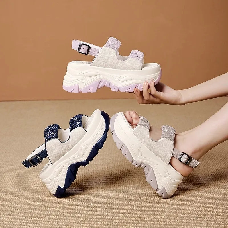 Modern Wedges Sandals For Women's Summer New High Thick Sole Sandals female height Increasing Shoes Woman Ladies Platform Shoes