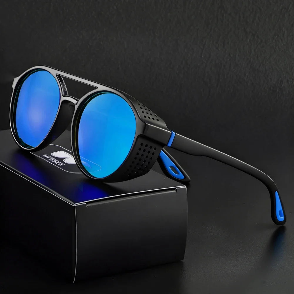 Round Polarized Sunglasses Steampunk Sun Glasses Sports Running Glasses for Fishing Driving for Men Women