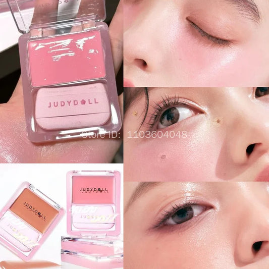 Judydoll Water Light Cream Hydrating Blush Multi Purpose Moisturizing High Light Expanding With Puff Long-lasting Face Makeup