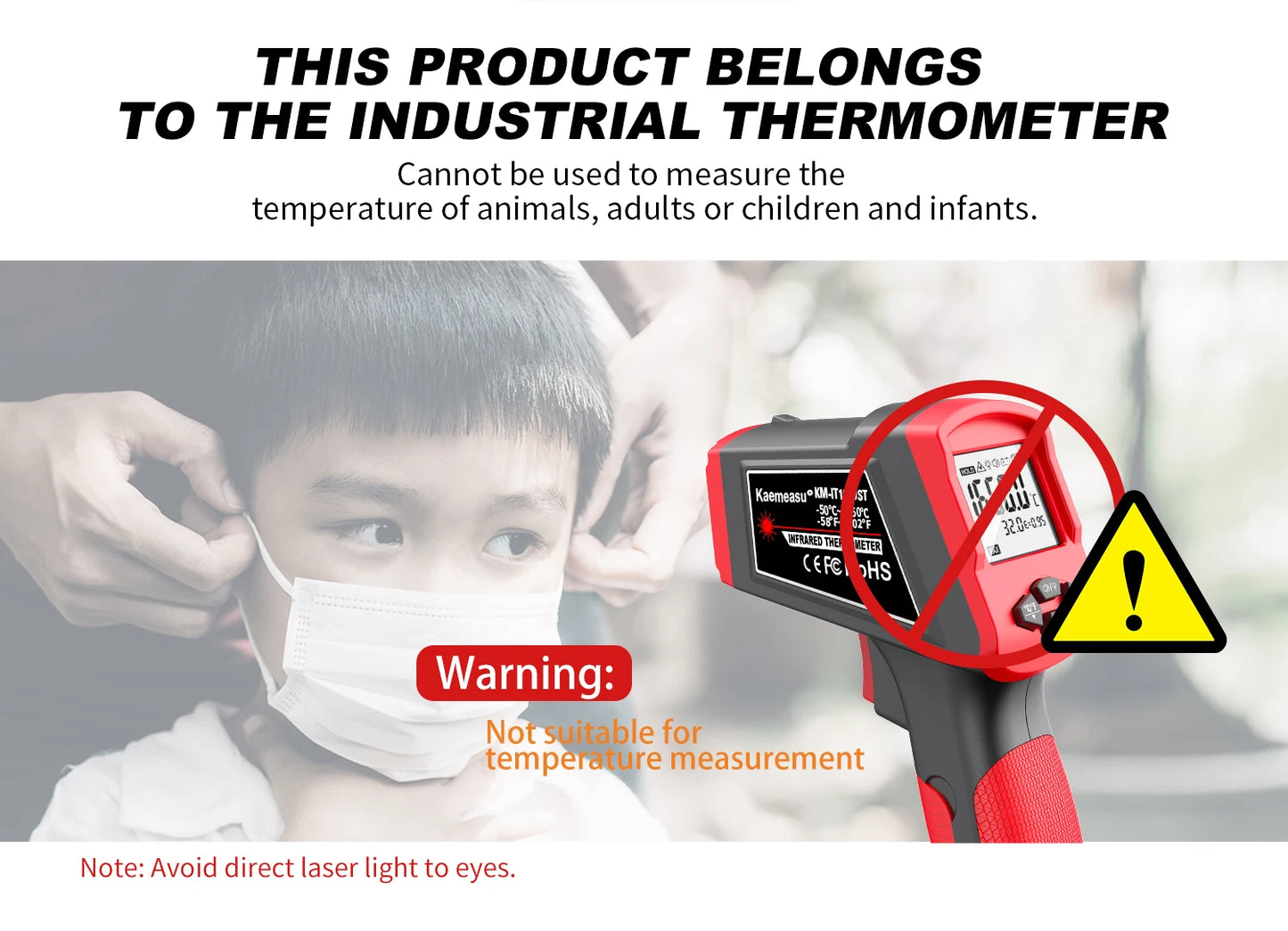 Infrared Thermometer Gun Home & Industrial Non-Contact Digital Laser Thermometer for Engine Kitchen BBQ Pizza Oil Cooking Meat