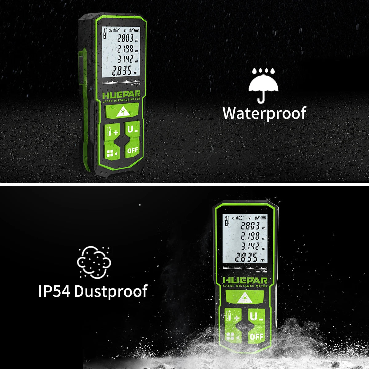 Huepar Digital Green Laser Distance Meter 60M 100M 120M Laser Tape Measure Rangefinder With LCD Angle Sensor Measuring Tools