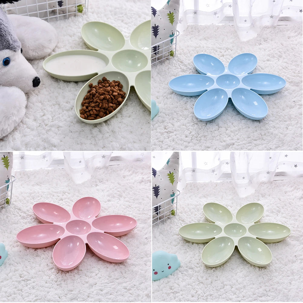 1 Pc Pet Dinner Plate 6-in-1 Pet Food Dog Bowl Anti-suffocation Flower-shaped Kitten Feeding Bowl Cat And Dog Automatic Feeder