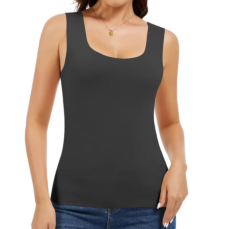 Women's Thermal Vest Double-Layer Thickened Tank Top Keep Warm Outer Wear Shirt Heating Inner Soft Bottoming Sleeveless Top