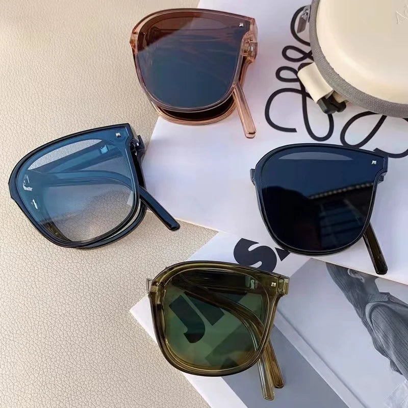 Folding Sunglasses Polarized Shade 100% Anti UV400 Summer 2023 New Square Sun Glasses For Large Face Women Men Sun Protection
