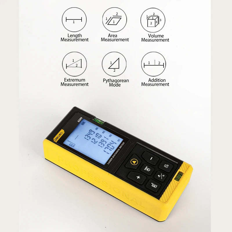 DELI 60M Smart Laser Distance Meter Measure Infrared Rangefinder Handheld Portable Laser Range Finder Tools
