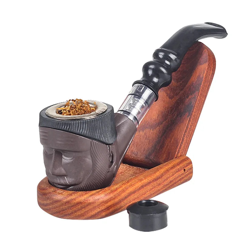Unique Gift for Smokers - 2025 Wooden Pipe with Detailed Old Man Head