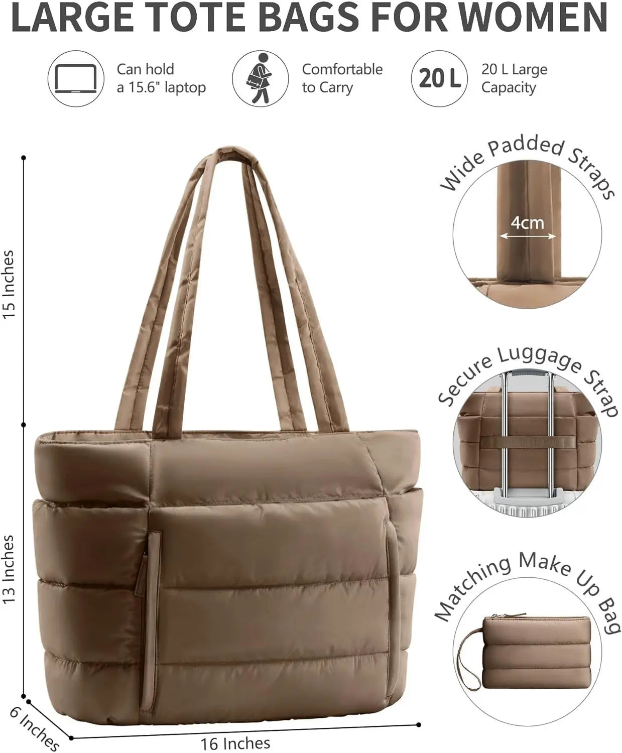 Women Tote bag large-capacity shoulder bag multi-functional travel toiletry makeup bag