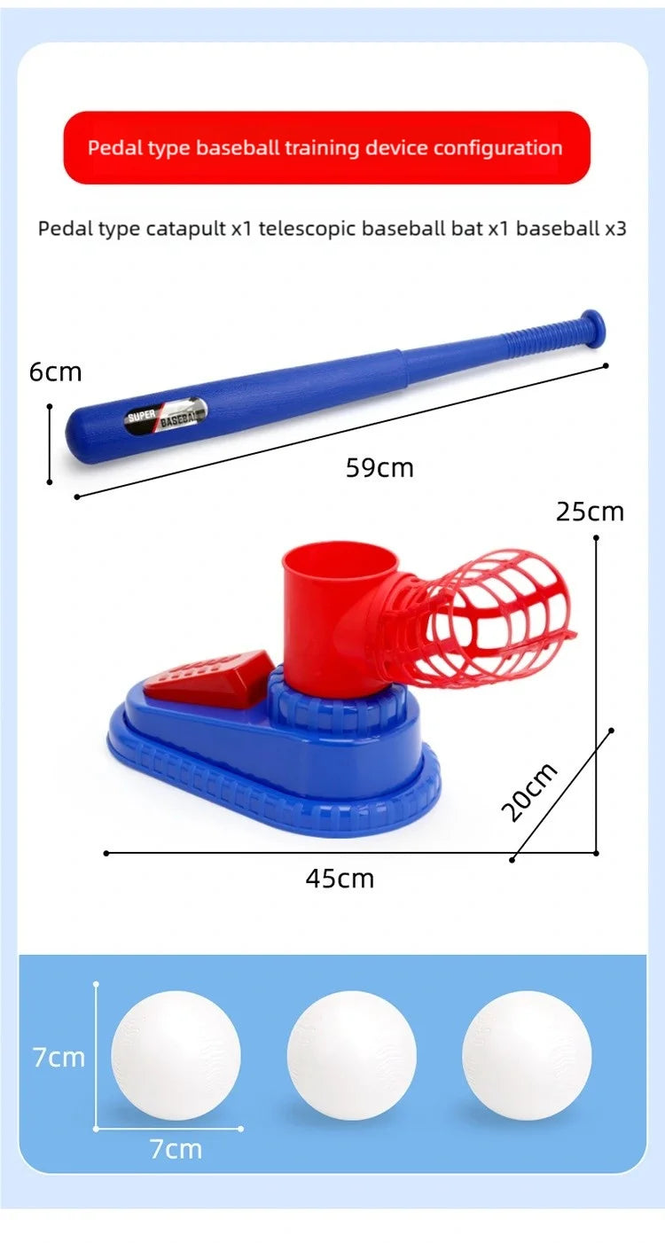 Hot-Selling Baseball Launcher Toy, 2-in-1 Foot-Operated/Manual Press Ball Pitching Machine, Interactive Baseball Training Game for Young Children, Outdoor Sports Toy, Indoor and Outdoor Interactive Sports Game for Kids, Kinde