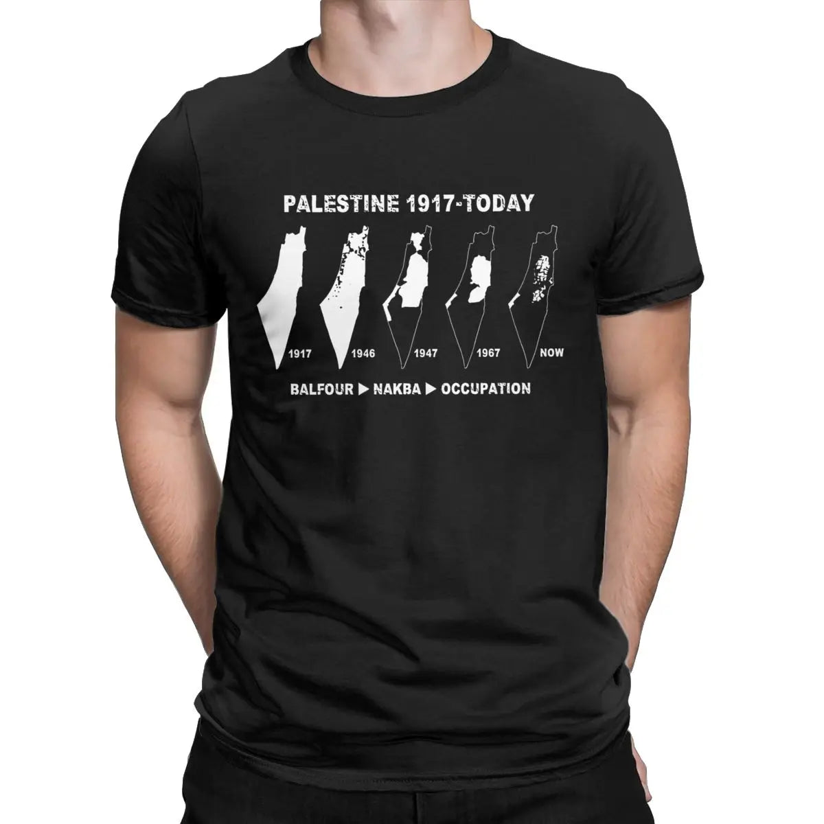 Palestine Map Land Since 1917 Men's T Shirts Palestinian Vintage Tees Short Sleeve O Neck T-Shirt 100% Cotton Gift Idea Clothing