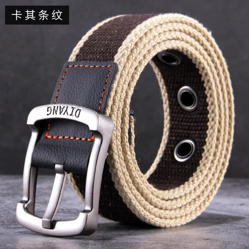 Belt, men's canvas buckle belt, casual work pants belt, young people's trend pants belt, versatile student trend fashion belt