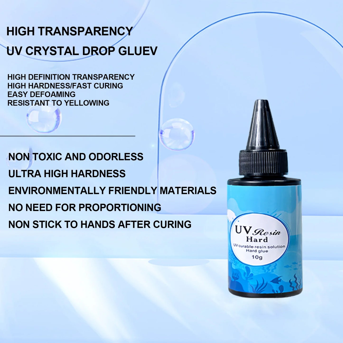 UV Resin Glue 10g/20g/50g/100g/200g Epoxy Resin and UV Lamp High Transparency Fast Drying and High Hardness for DIY Jewelry