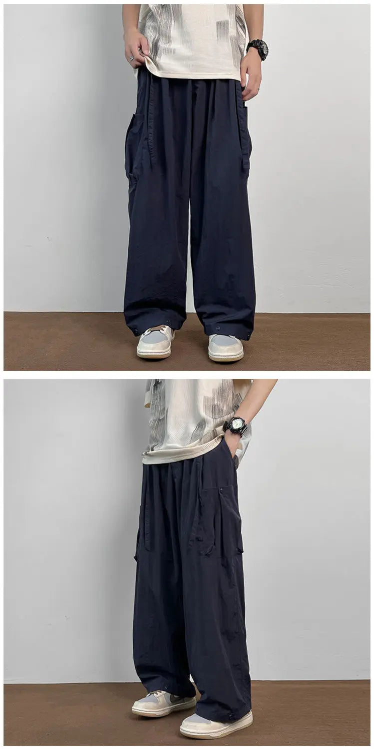 American Workwear Pants Men Summer New Thin Trendy Loose Straight Casual