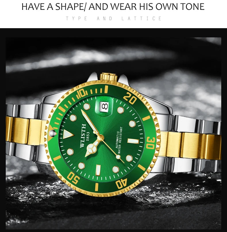Automatic Mechanical Watch for Men Simple Business Stainless Steel Luminous Luxury Sports Mechanical Watch Man reloj hombre
