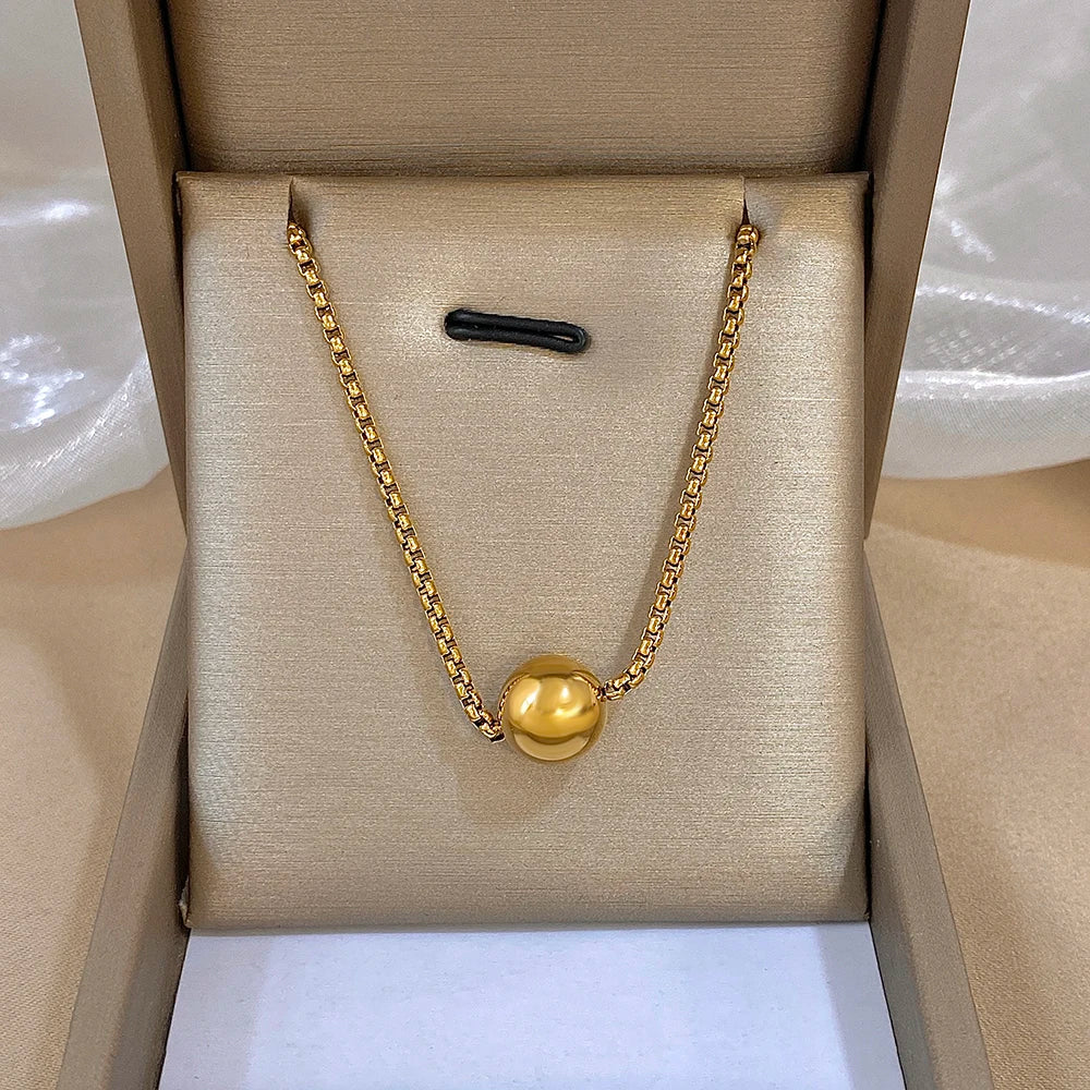 Stainless Steel Necklace,Gold Color, Tassel Adjustable Chain,Ball Pendant New Stylish Texture,Neck Jewelry,Women's Daily Jewlery