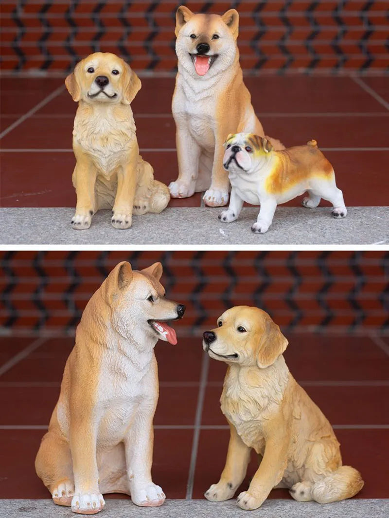 Simulated Pet Puppy Model Resin Sculpture Ornaments Garden Courtyard Lawn Figurines Decoration Home Cute Dog Statue Accessories