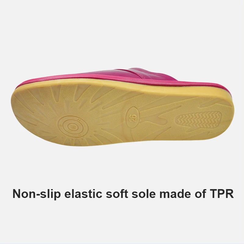 Soft Sheepskin cow Leather Slippers Homes in indoor slipper Spring Autumn men women elderly non-slip casual single shoes summer