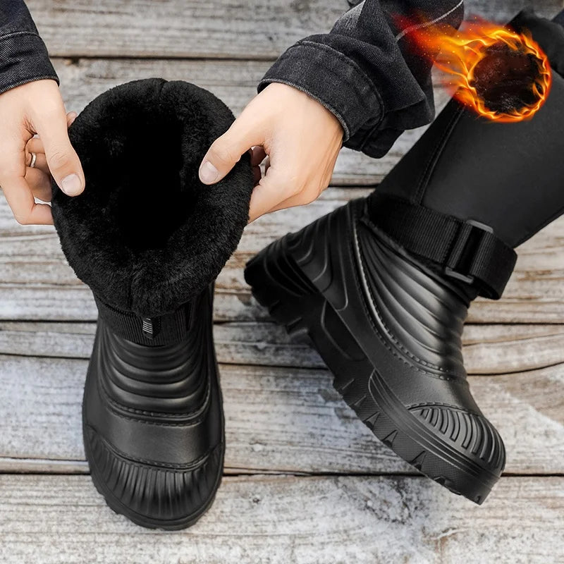 Men's New Snow Boots for Autumn and Winter, Fleece-Lined and Thickened, Cold-Proof, Outdoor Warm, Waterproof, Anti-Skiing, Hiking