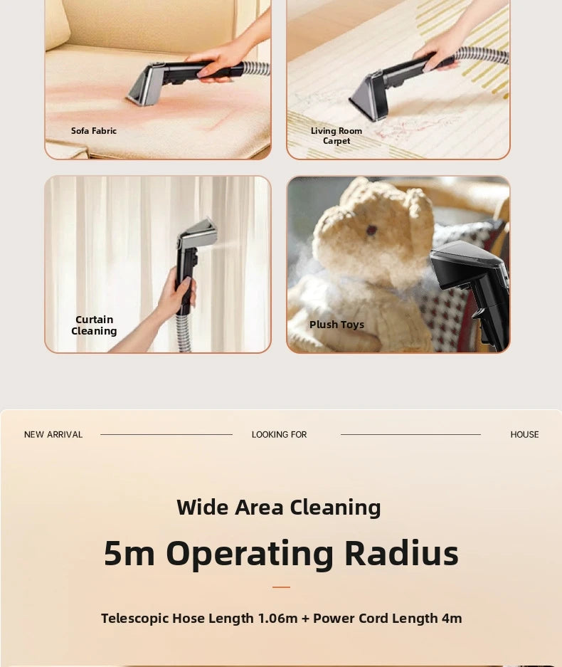 Handheld Fabric Steam Cleaner Multi-Purpose Upholstery Washer for Sofa, Curtain & Mattress 1500W High-Pressure Spray & Suction