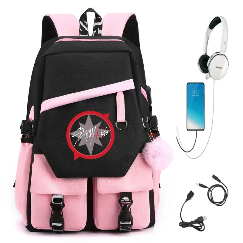New StrayKids shoulder bag student backpack leisure bag travel backpack SKZOO School Bags Boys Girls Teens Bookbag