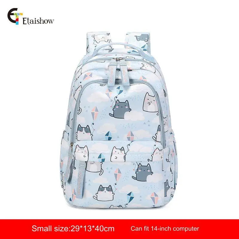 School Bags for Girls Cute Printing Cat School Backpack and Handbag Kawaii Children Backpack Back To School 2024 Mochila Escolar