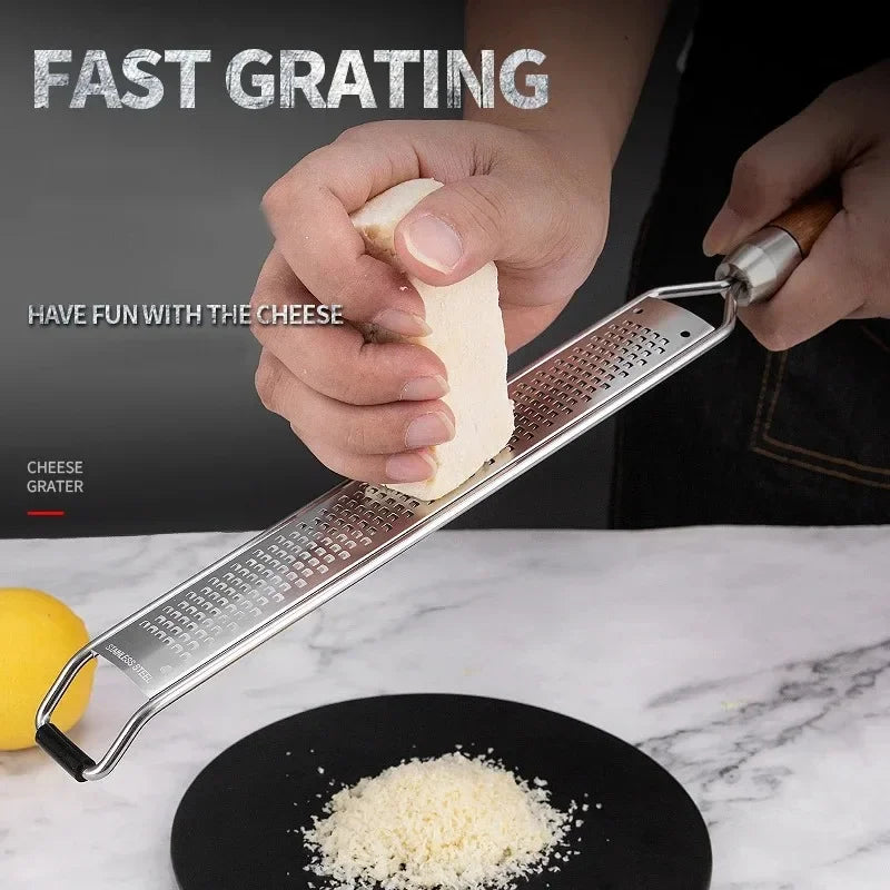 1pc Cheese Grater Wooden Handle,Multi-purpose Stainless Steel Vegetable Grater Kitchen Tools Food Shredder for Chocolate Butter