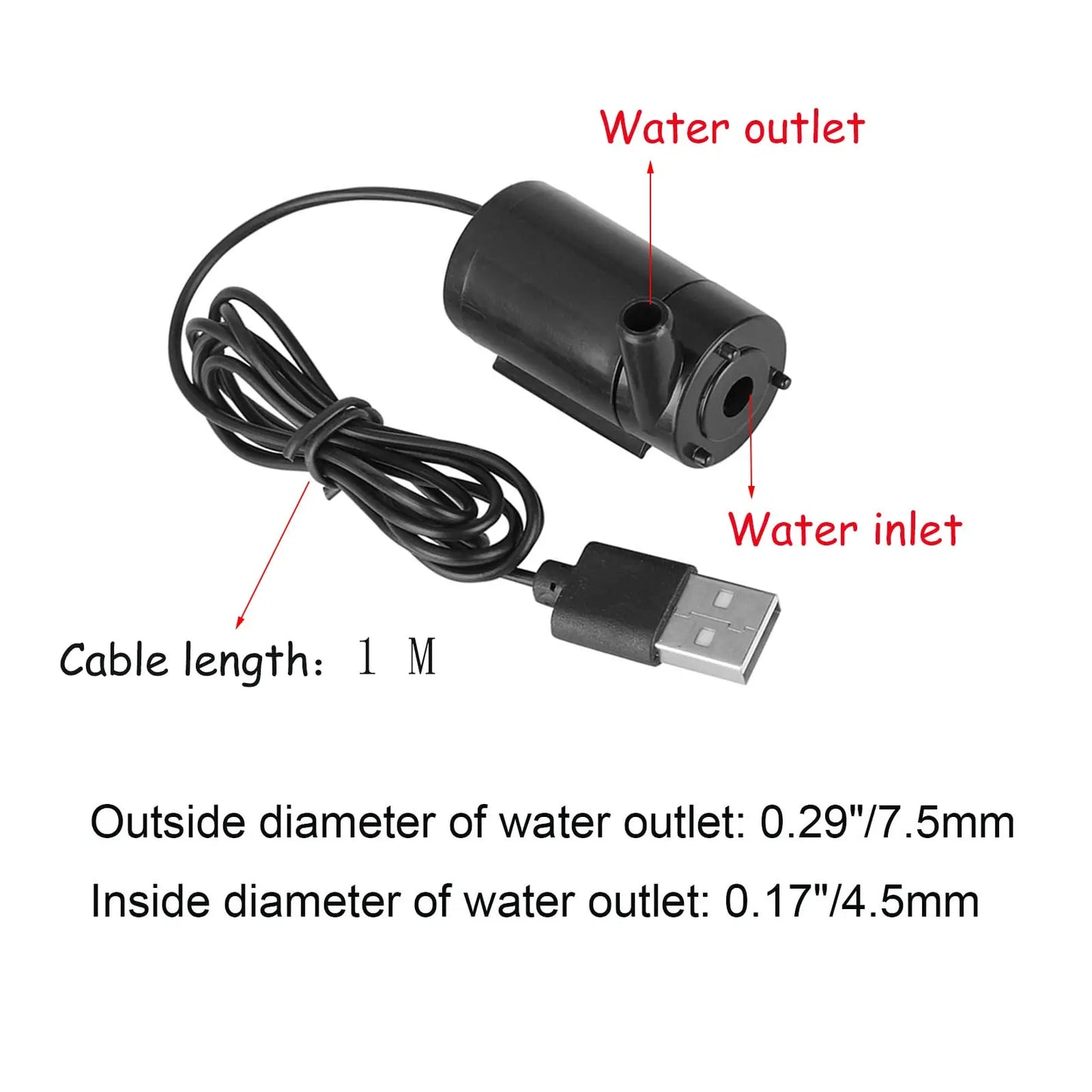 USB Submersible Pump Silent Micro Water Pump 3V 5V DC Low-voltage Portable Water Pump Suitable for Fish Tank Fountain Aquariums