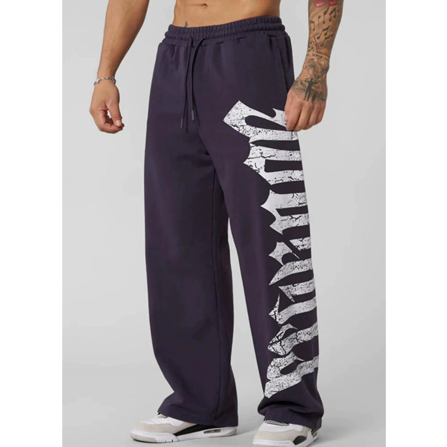 2026 Young American trendy sweatpants collaboration anime joggers cotton terry print wide-leg casual pants hip-hop street pants