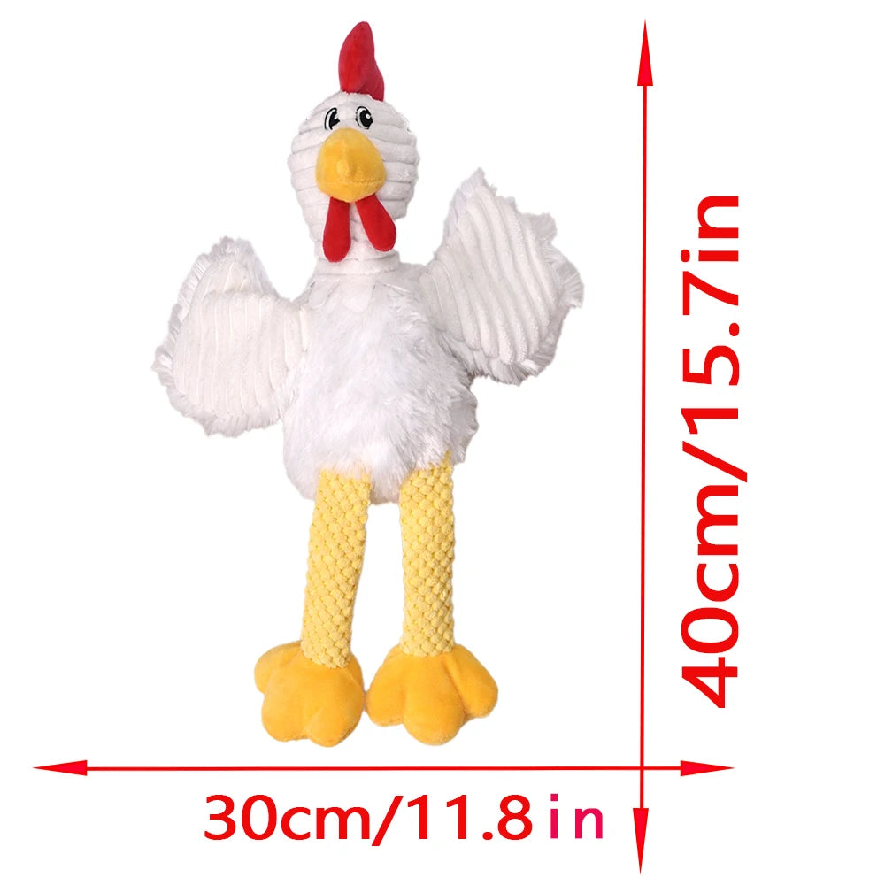 Pet Chew-Resistant Plush Interactive Toy with Sound, Cartoon Rooster Design, Suitable for Large, Medium, and Small Pets Such as Cats and Dogs, Double-Layer Fabric, Built-In Airbag