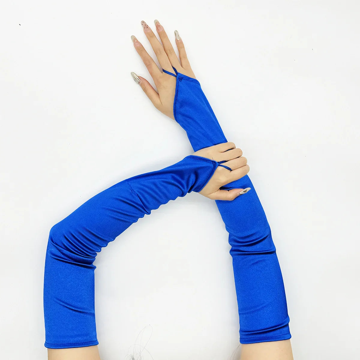 Ladies' Gloves, Long Hook-Finger Tinted Gloves, Ball Gloves, Bride's Wedding Dress Gloves, Sun-Protective Fashion Gloves C101