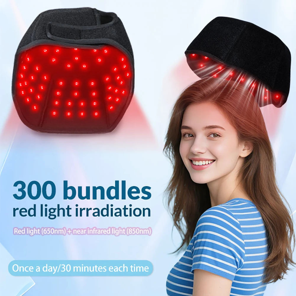 300Pcs Beams hair growth cap 650nm 850nm Red light Near Infrared 100pcs LED Light Hat Anti Hair Loss Relax scalp Massager Device