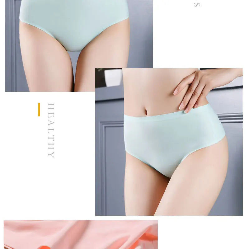 Hot Sexy Ladies Panties sport women's Underpant Middle-HIGH waist Thongs String Fashion Ice Silk Seamless Briefs Lingerie Tanga