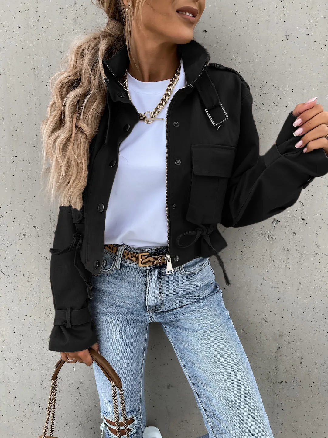 Winter Jacket Women 2025 Streetwear Long Sleeve Top Bomber Trending Products Clothes Coats Short Tooling Style Coat Women