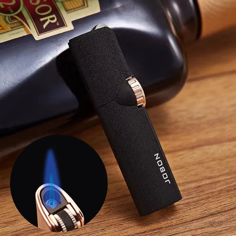 JOBON Inflatable 4 Torch Jet Windproof Lighter Metal Grinding Wheel Flint Lighter Gas Butane Inflatable Gift Cigar Lighter