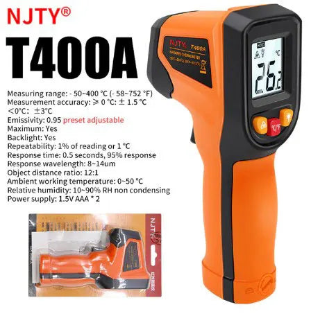 NJTY T400 T400A T600 T600A Digital Infrared Thermometer Laser Thermometer Non Contact Laser Thermometer Industrial Tool